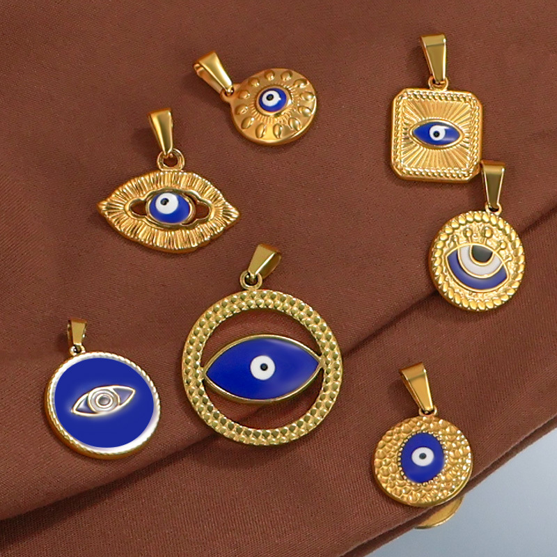 7g Weight Pendant Jewelry Making Type Real Gold Plated Plating Material 1 Piece Quantity Holiday, Daily Occasion 304 Stainless Steel Material Devil's Eye Pattern Unisex Gender Vintage Style, Classic Style Style Waterproof Non Tarnish, Plating Craft Real Gold Plated Devil's Eye 304 Stainless Steel Vintage Style Classic Style Waterproof Non Tarnish 5