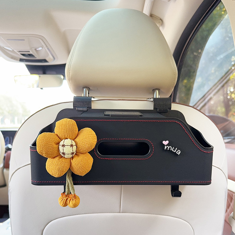 Car Seat Back Hook | Qìchē Car storage bag/box - black-ginger-yellow-sunflower-multi-function-seat-back-storage-box