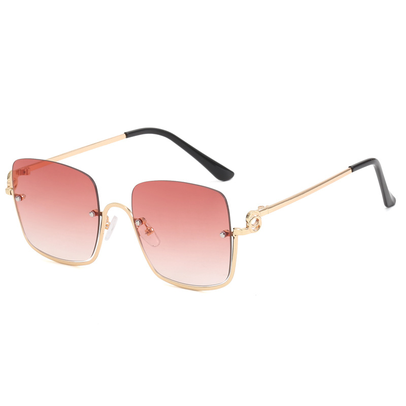 Gafas de sol de color marrón retro Gafas de sol finas de alta calidad ins Gafas de sol de maquillaje cuadrado de medio marco inferior