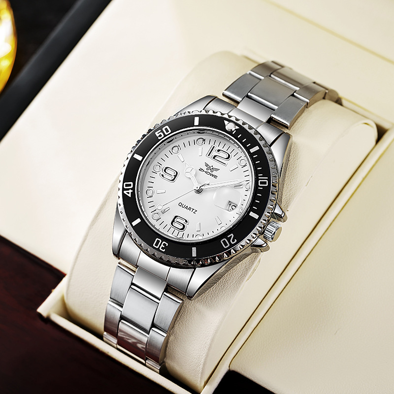 Comercio exterior moda negocios hombres correa de acero reloj calendario luminoso correa de acero reloj de los hombres temperamento reloj de cuarzo al por mayor