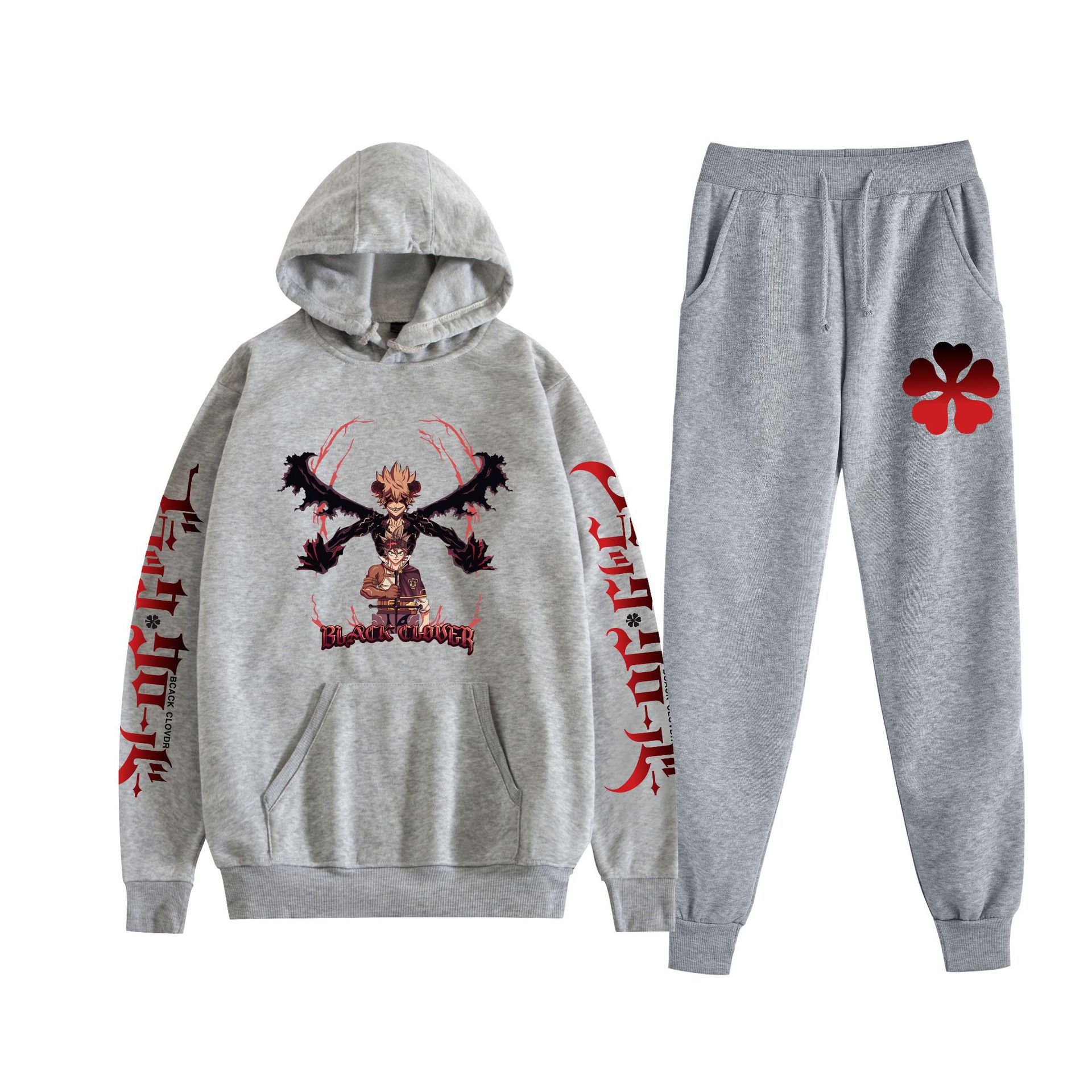 Comercio exterior nuevo estilo riman black trébol de cuatro hojas-Black Clover suéter con capucha corsés traje de dos piezas