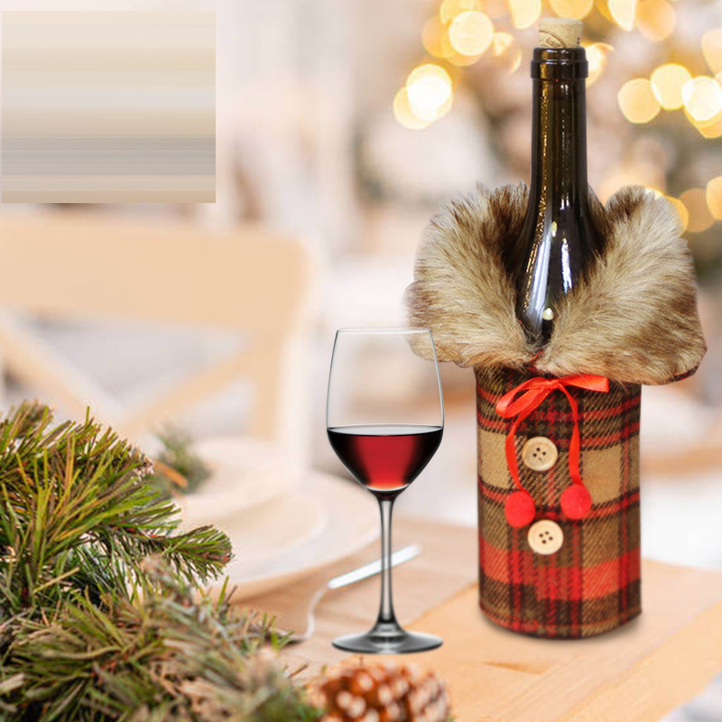 クリスマスのテーブルの装飾のワインの瓶のセットの祝日の酒の瓶のセットのクリスマスのぬいぐるみの赤い酒のセットの欧米の越境の新型|undefined