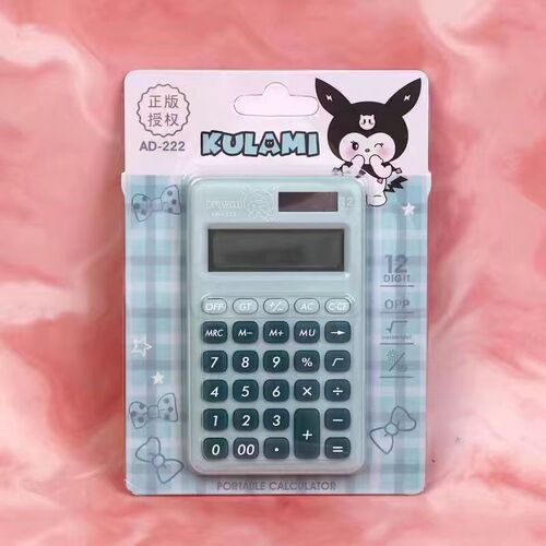 Genuine Kuromi Solar Calculator Large Cute Portable 12-bit Computer for Primary School Students in Junior High Schools