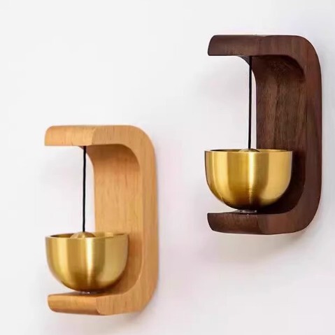 Door-Style Wooden Door Hanging Decoration, Household Bell, Wind Chime, Entrance Door Bell, Hanging Ornament, Solid Wood, Modern and Simple