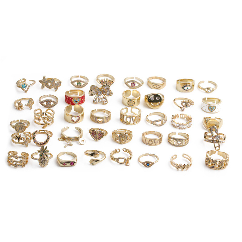 fashion gold-plated copper two-handed open ring