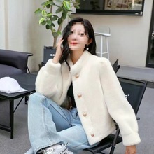 秋冬季新款仿水貂绒皮毛一体短款立领宽松加厚毛毛大衣皮草外套女