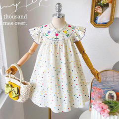 Children's Girls Baby Summer Dress Cute Super Adorable Trendy Polka Dot Princess Dress Summer Pure Cotton One-piece Dress