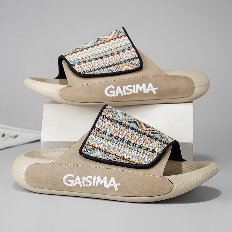 Designer Style 2026 Ethnic Style Slip-On Sandals for Men, Summer Outdoor Sports Slippers with a Soft Feel, Suitable for Beach and Casual Wear
