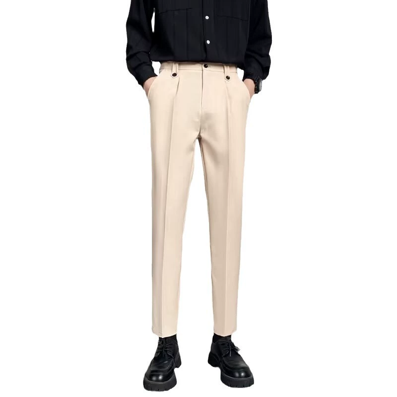 潮尚顿 Men's autumn demi-season trousers, classic suit jacket, loose straight fit, high-quality style