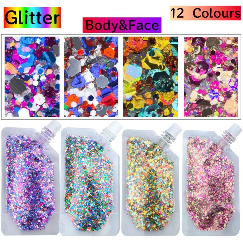 Cross-Border Halloween Gel Sequins Body Face Eye Glitter Patches Glue-Free Glitter Gel Nail Art Sequins