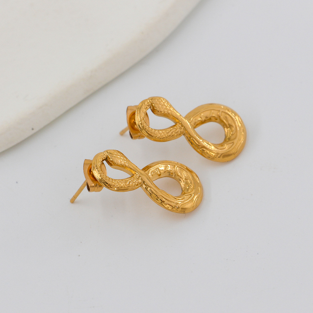 Stainless Steel Material 1 Pair Simple Style Infinity Snake Stainless Steel Plating Ear Studs