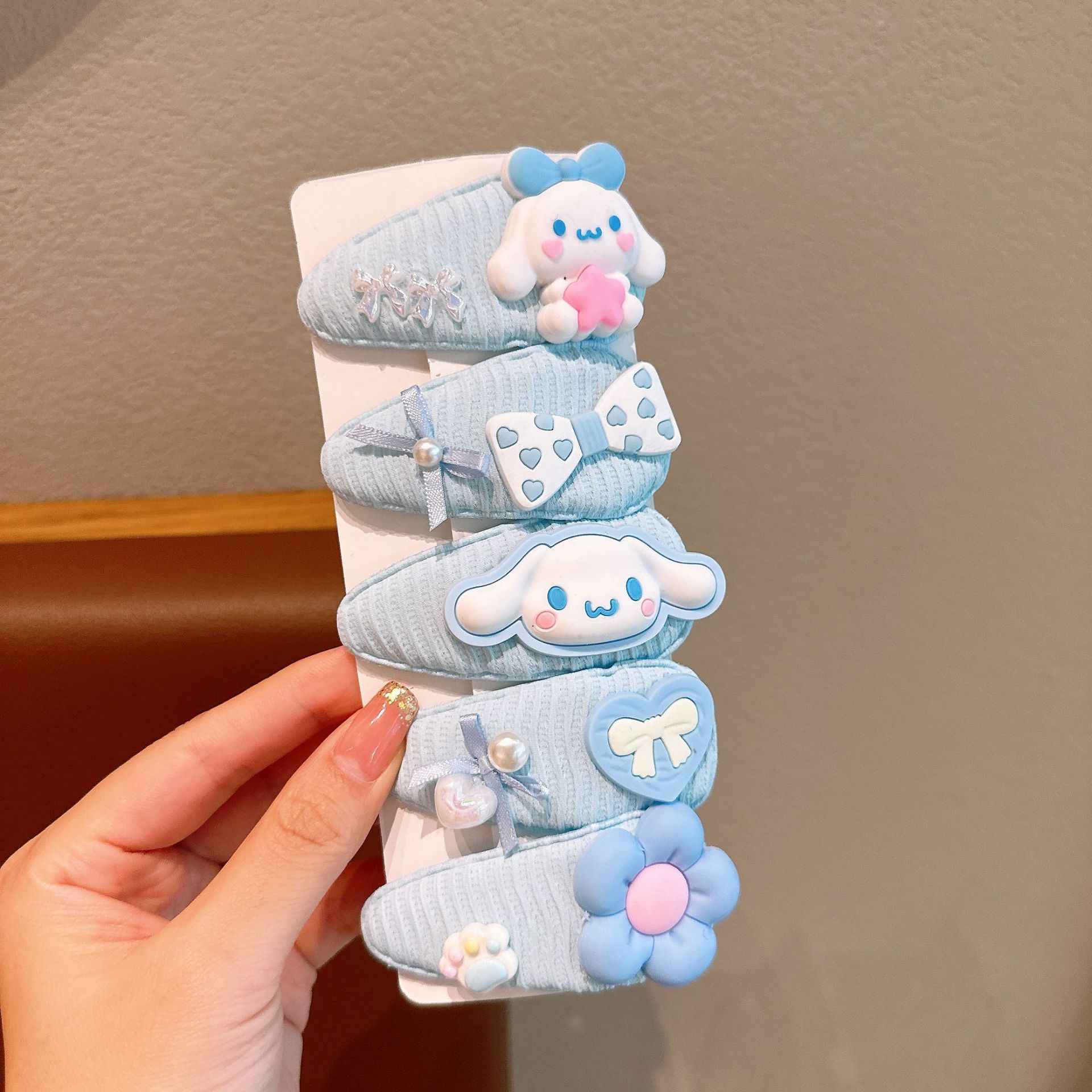 Sanliou brocas de cabello rotas niñas dibujos animados en forma de gota de tela adornos para el cabello de niñas en la frente Kolomi no daña brocas de cabello