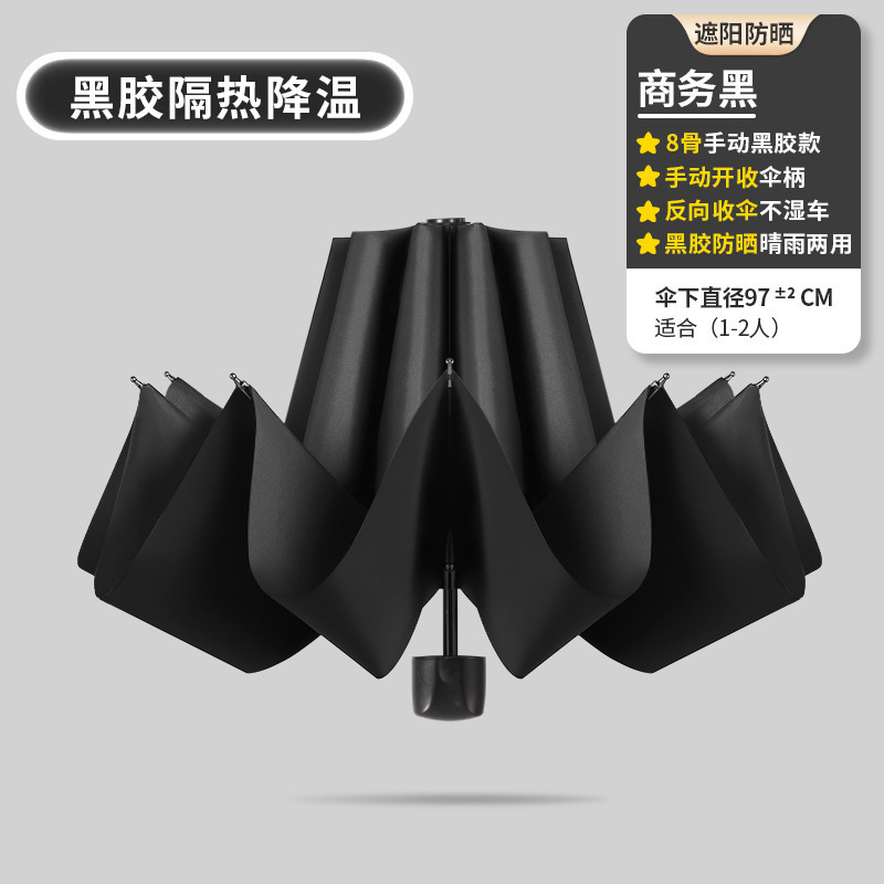 晴雨两用折叠自动伞大号防晒雨伞批发遮阳抗风暴感手动伞黑胶|undefined