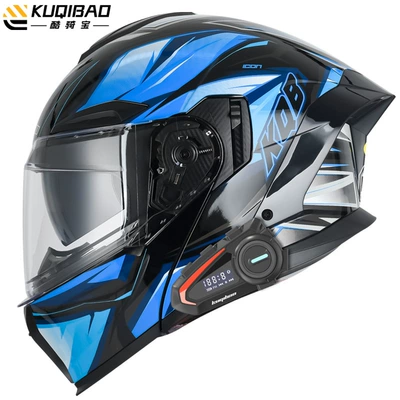 3C Certified Full-Face Helmet, Motosiklet kaskı (dəbilqə) - bright-black-with-k20-bluetooth-with-white-film-m