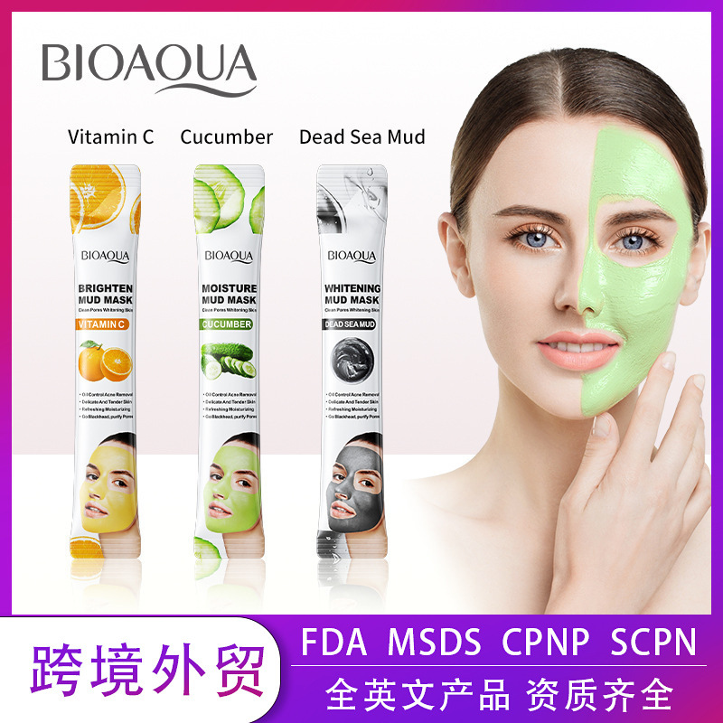 Pure English Cleansing Mask Strip Bioaoua Cucumber Cleansing Smear Portable Mud Mask Cross-Border Foreign Trade Wholesale