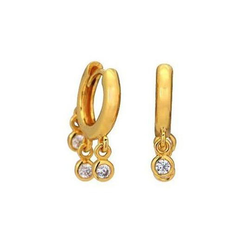 Boucles D&#39;oreilles En Zircon À Trois Cercles De Personnalité Boucles D&#39;oreilles Tempérament Simples display picture 1