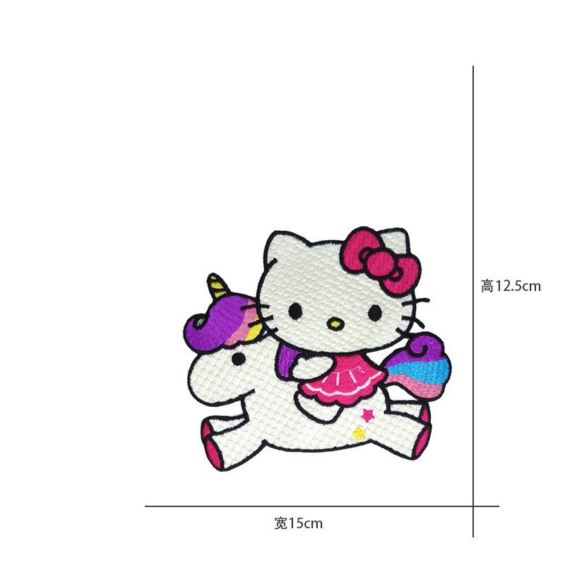 Cartoon al por mayor bordado por computadora kt pegatinas de tela de gato Sanliogou diy pegatinas de parche tejido cesta de ropa adorno accesorios pegatinas