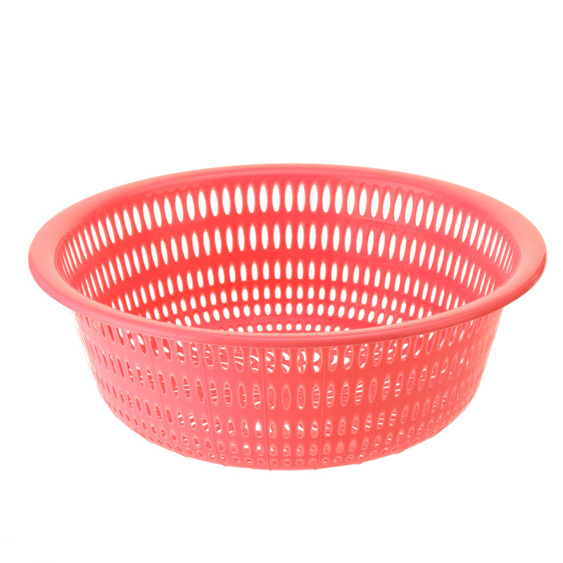 Cesta de lavado de verduras redonda de plástico grueso doméstico de almacenamiento de frutas y verduras Cesta de limpieza de cocina multifuncional Cesta de drenaje de agua en stock