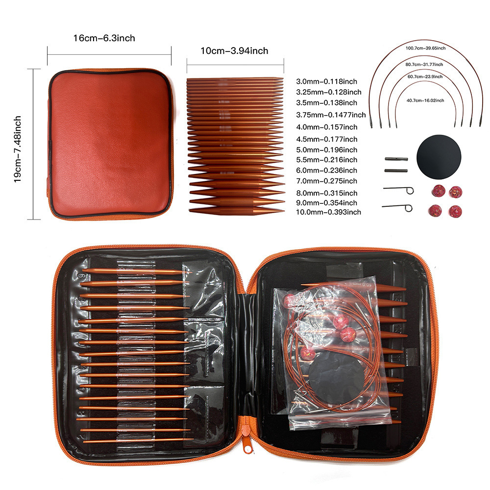 Agujas de suéter transfronterizas de óxido de silicio amarillo desmontables 10CM desmontables 13 conjuntos de agujas de cambio de cuerda