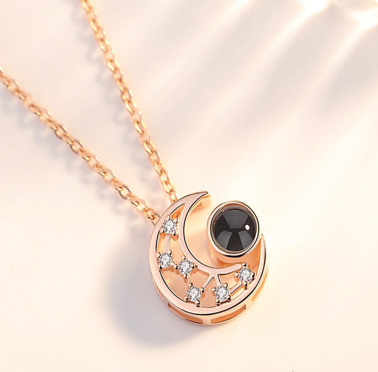 Elegant Lady Moon Copper Zircon Pendant Necklace In Bulk display picture 2