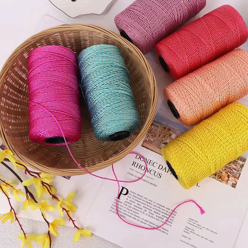 Пряжа из ледяного шелка, золотая нить, плетеная нить, нить для рукоделия, легкая полая нить, для вязания крючком шапок, сумок, нитки для вязания крючком