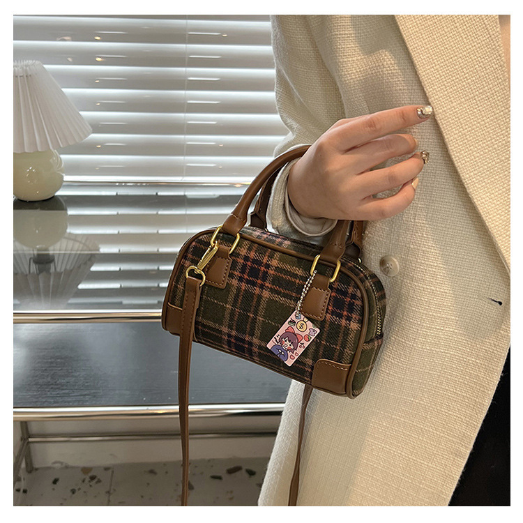 Borsa a tracolla a quadri per donna, elegante borsa a spalla tartan_voghion.com