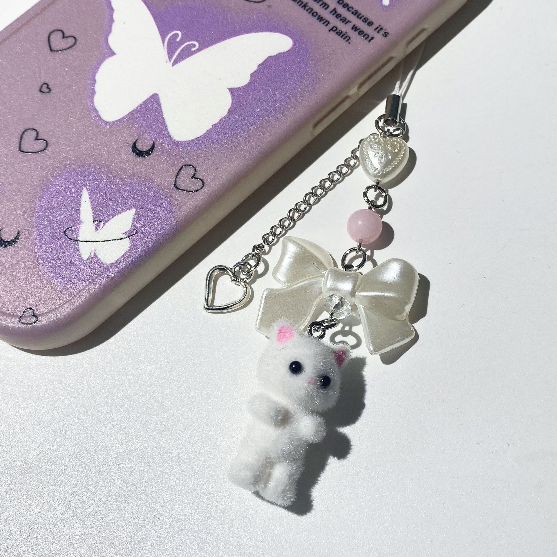 Cute Style 1 Piece Cute Bear Bow Knot Acrylic Alloy Flocking Unisex Bag Pendant Keychain