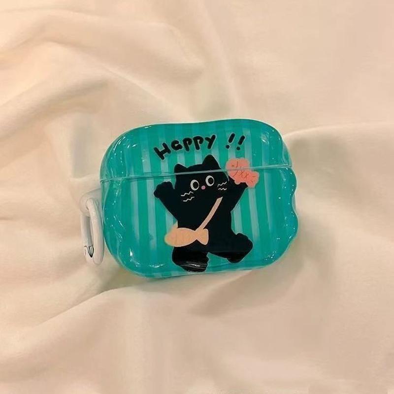 Pequeño pez gato negro para airpods 4 generación estuche de protección bluetooth airpodspro3 auriculares huaqiangbei 5 generación image 4