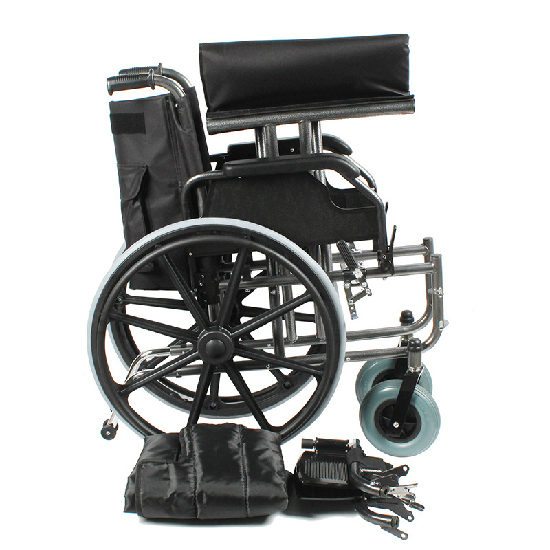 Silla de ruedas plegable manual personalizada de acero ultraligero para personas mayores con discapacidad empujando patineta manual silla de ruedas