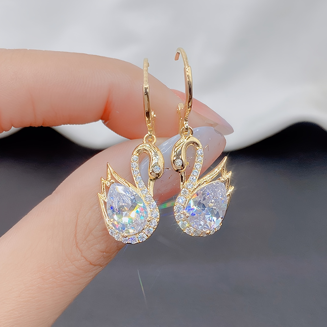 (Cross-border trading), swan, small design elegant earrings, trend of season