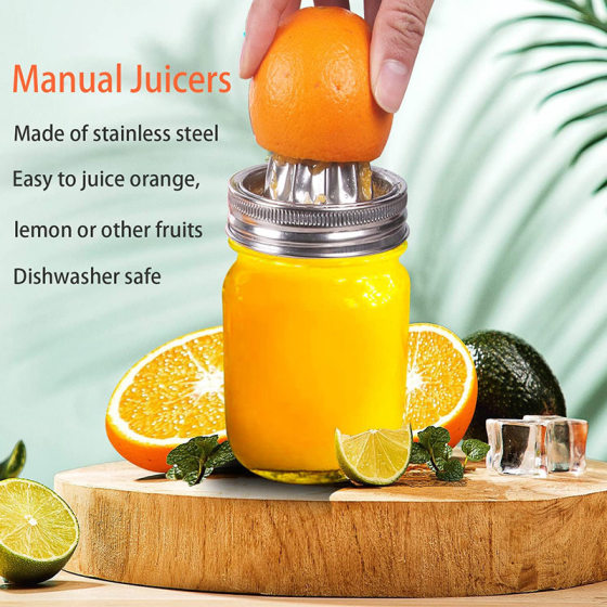 Cross-Border Wholesale Mason Jar Wide Mouth Stainless Steel Juicer Lid Juicer Manual Lemon Juicer Juicer Manual