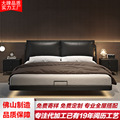 极简悬浮床现代简约真皮床主卧室悬空网红床软包床靠背意式皮艺床