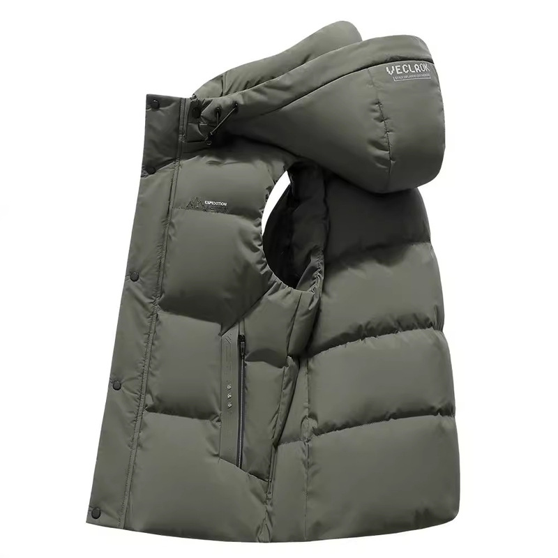 Autumn and Winter New Down Vest Men's Short Hooded Outdoor Sports Leisure Cold-proof Warm Young and Middle-aged Down Jacket