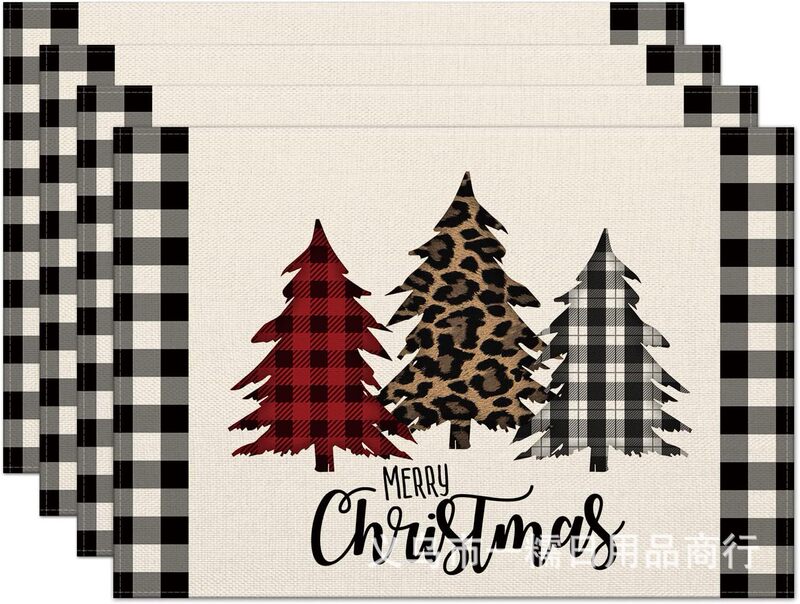 クロスボーダー爆発クリスマス雪だるま食事マット雪格子テーブルマットクリスマスパーティー装飾断熱マット祝日装飾|undefined