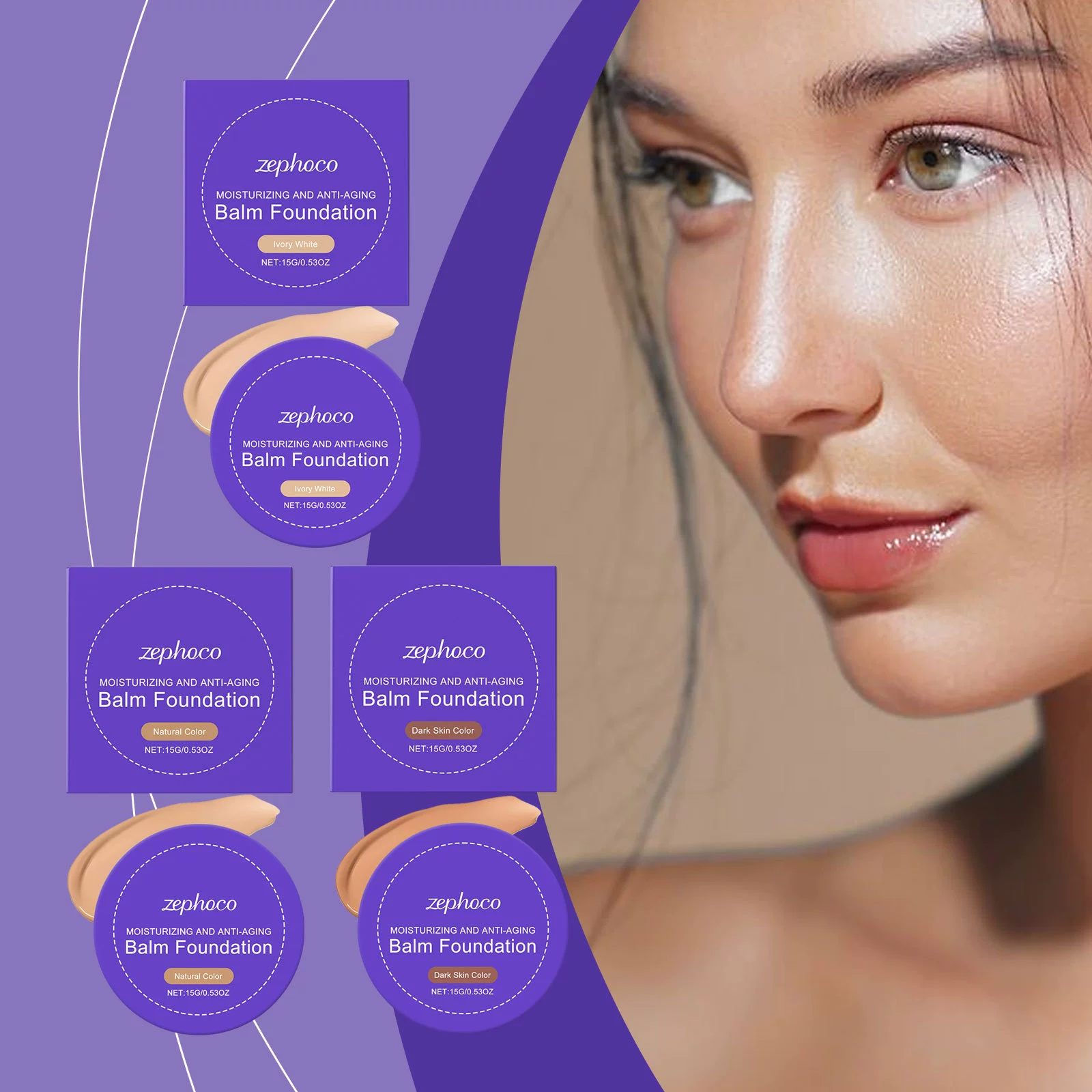 Увлажняющий тональный крем Zephoco легкий и подходит к коже, увлажняет и увлажняет кожу, очищает жирную и сухую кожу, скрывает дефекты и заботится о них.