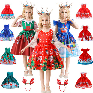 Girls Christmas Dress Christmas Dress Party Costume Children's Cos Santa Claus Costume Princess Dress
