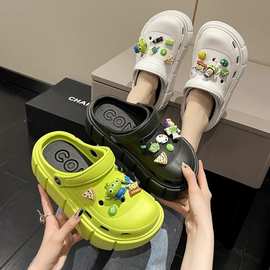 巴斯光年女士洞洞鞋增高厚底EVA卡通后带两穿凉拖沙滩鞋高跟新款