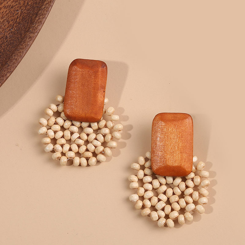 Bohemian Hand-woven Geometric Wooden Bead Earrings display picture 10