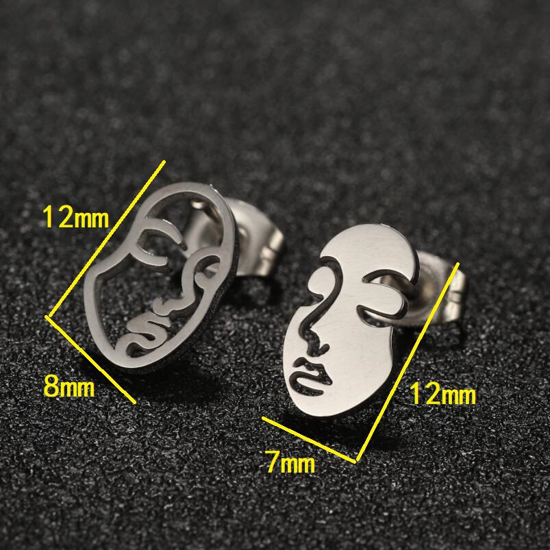 Human Face Pattern Women'S Gender Simple Style Style PVD Coated Real Gold Plated Human Face Stainless Steel Simple Style Waterproof Non Tarnish Ear Studs