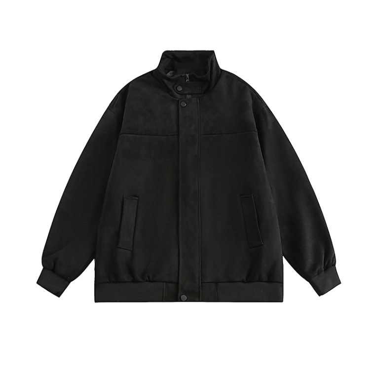 Herren Wildlederjacke Mit Stehkragen Modische Freizeitjacke_voghion.com
