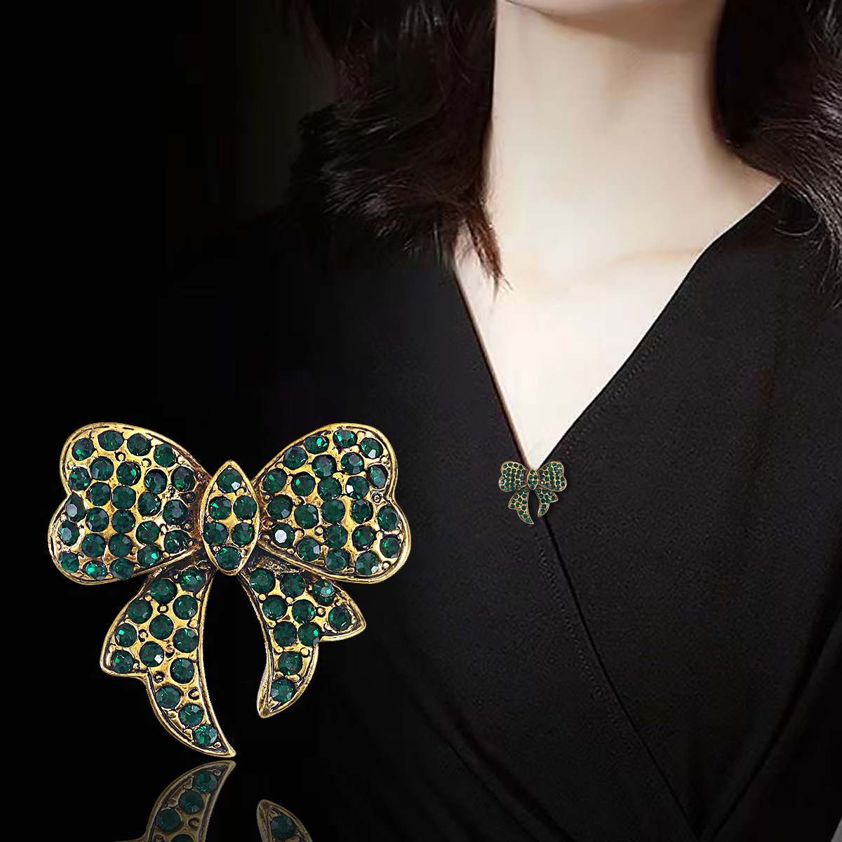 Sophisticated cute metal brooch with bow