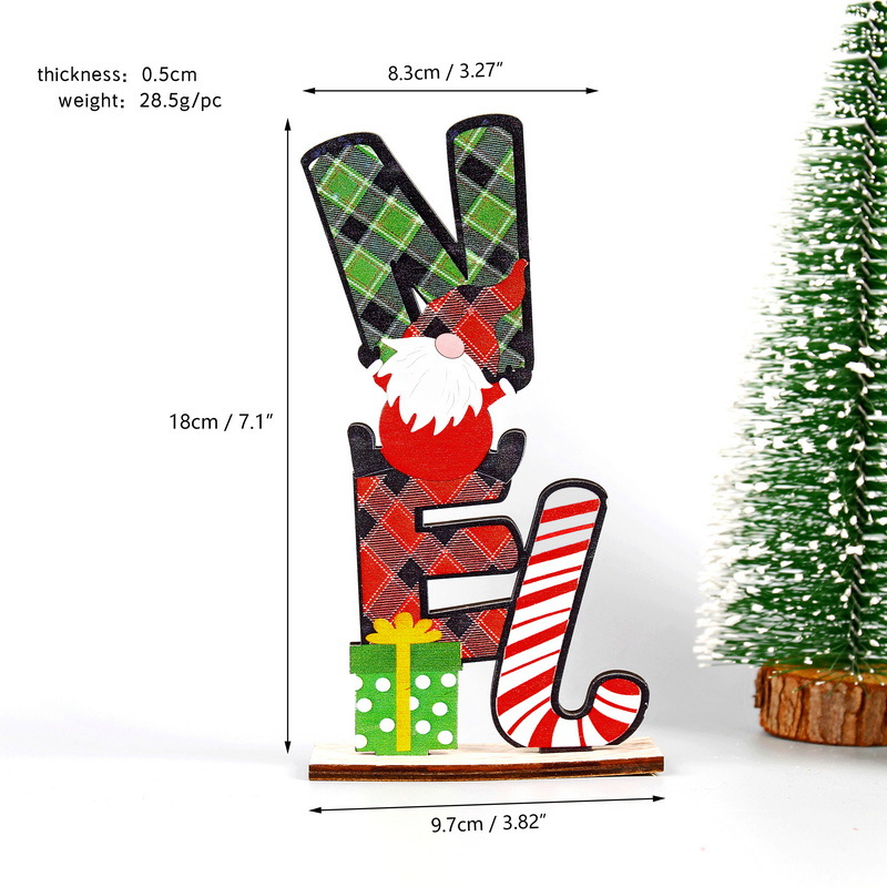 Adornos de Rudolph con letras estampadas en madera navideña (vertical-NOEL)