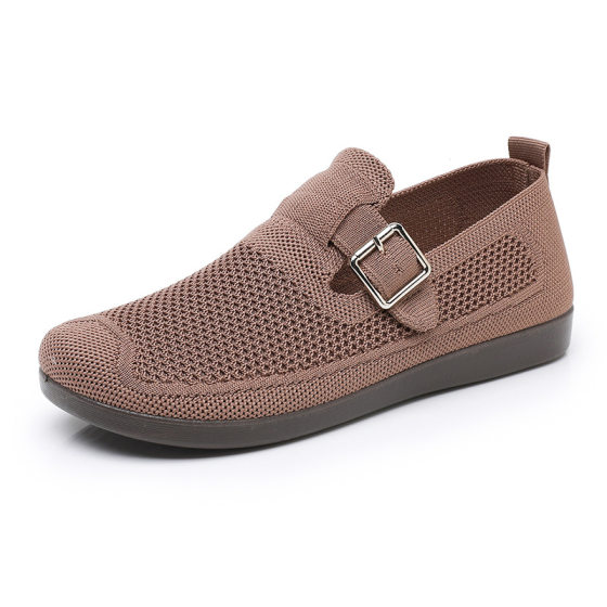 Summer New Old Beijing Cloth Shoes Women's Mesh Shoes Breathable Hollow Mesh Shoes for Mother Slip-on Shallow Mouth Flat Shoes