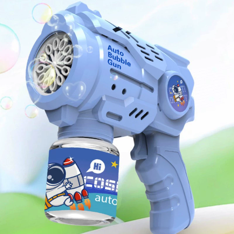 Electric Bubble Machine Automatic Handheld Bubble Gun, Rocket Toy, Battery-Powered
