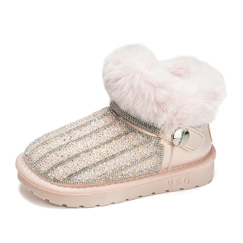 Botas de nieve de niñas 2025 invierno nuevo calentamiento de lana zapatos de algodón de niñas zapatos de lana para niños botas de algodón gruesas