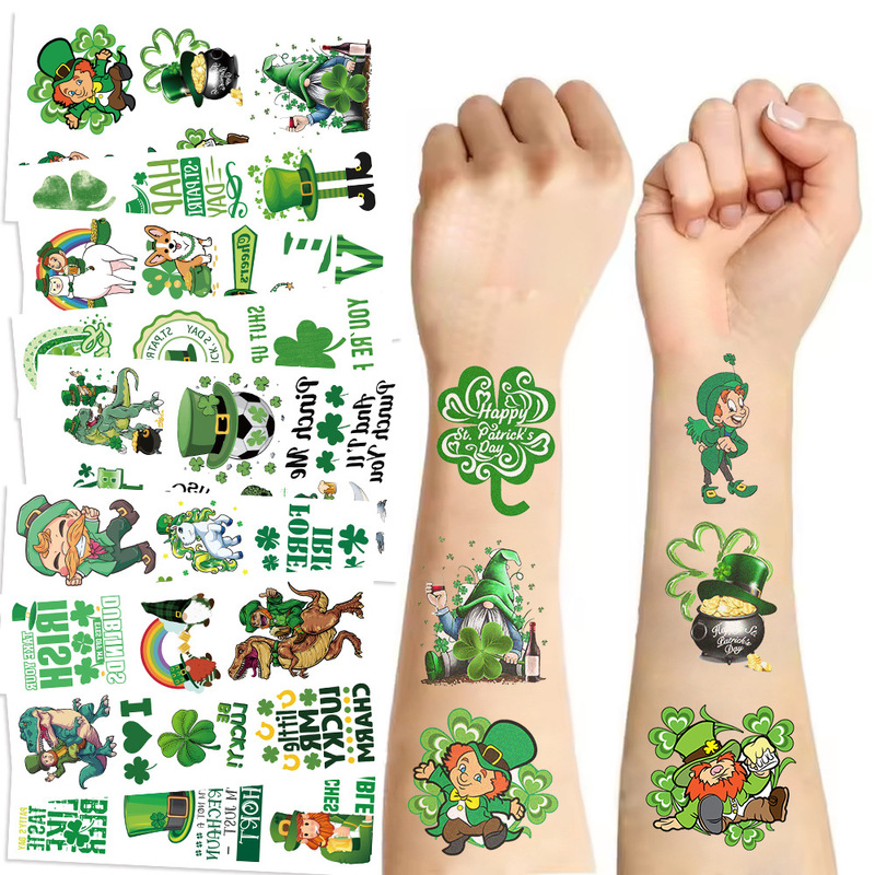 Cross-border New St. Patrick's Day Tattoo Waterproof Party Gift Funny Fun Face Stickers Wholesale