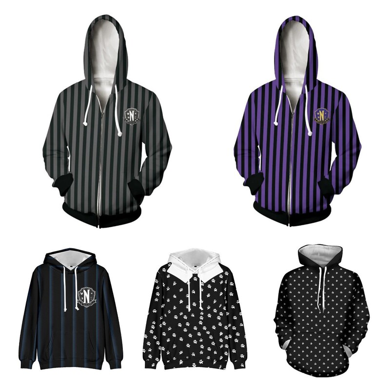 New American Tv Series Peripherals Adam Silk Wednesday Cosplay 3D Digital Printing Sweatshirt Casual Hooded