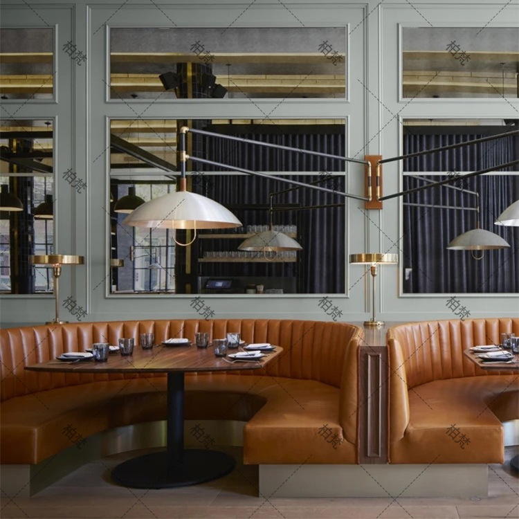 Almacenamiento sofá de madera sólida sofá curva de forma especial contra la pared cafetería cadena de tiendas restaurante comercial exclusivo transfronterizo