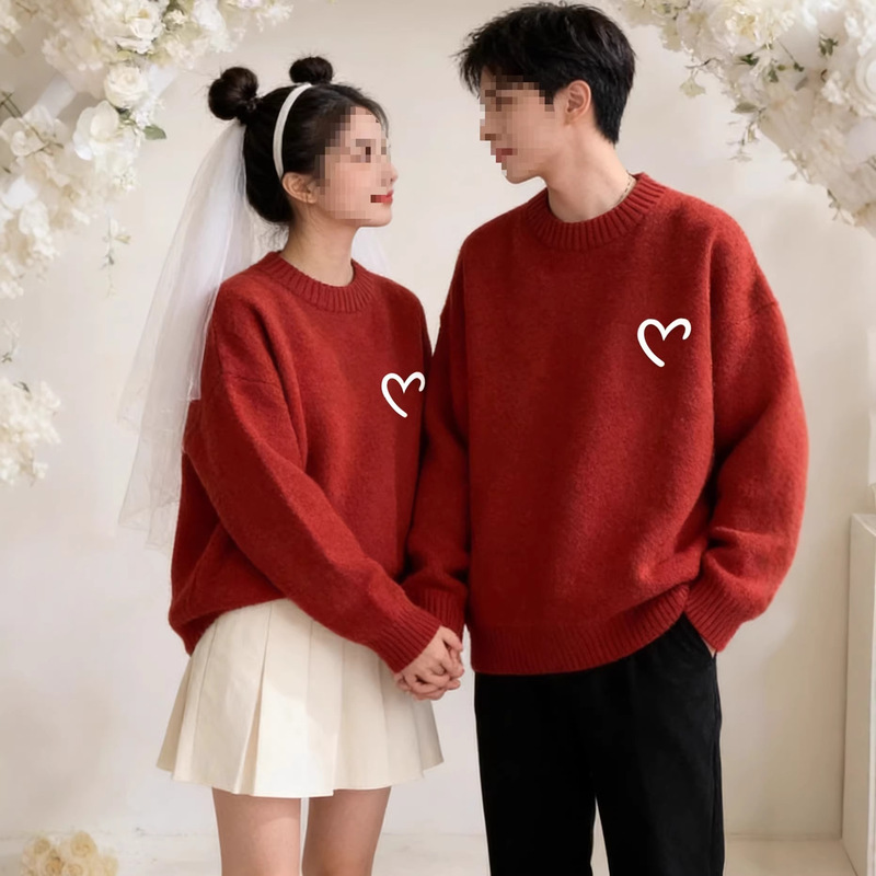 Heart-Print Couple's Sweater with a Unique Design, Versatile and Casual, Niche Style, 2026 New Model, Lazy Style Top for Men and Women Heart-Print Couple's Sweater with a Unique Design, Versatile and Casual, Niche Style, 2026 New Model, Lazy Style Top for Men and Women