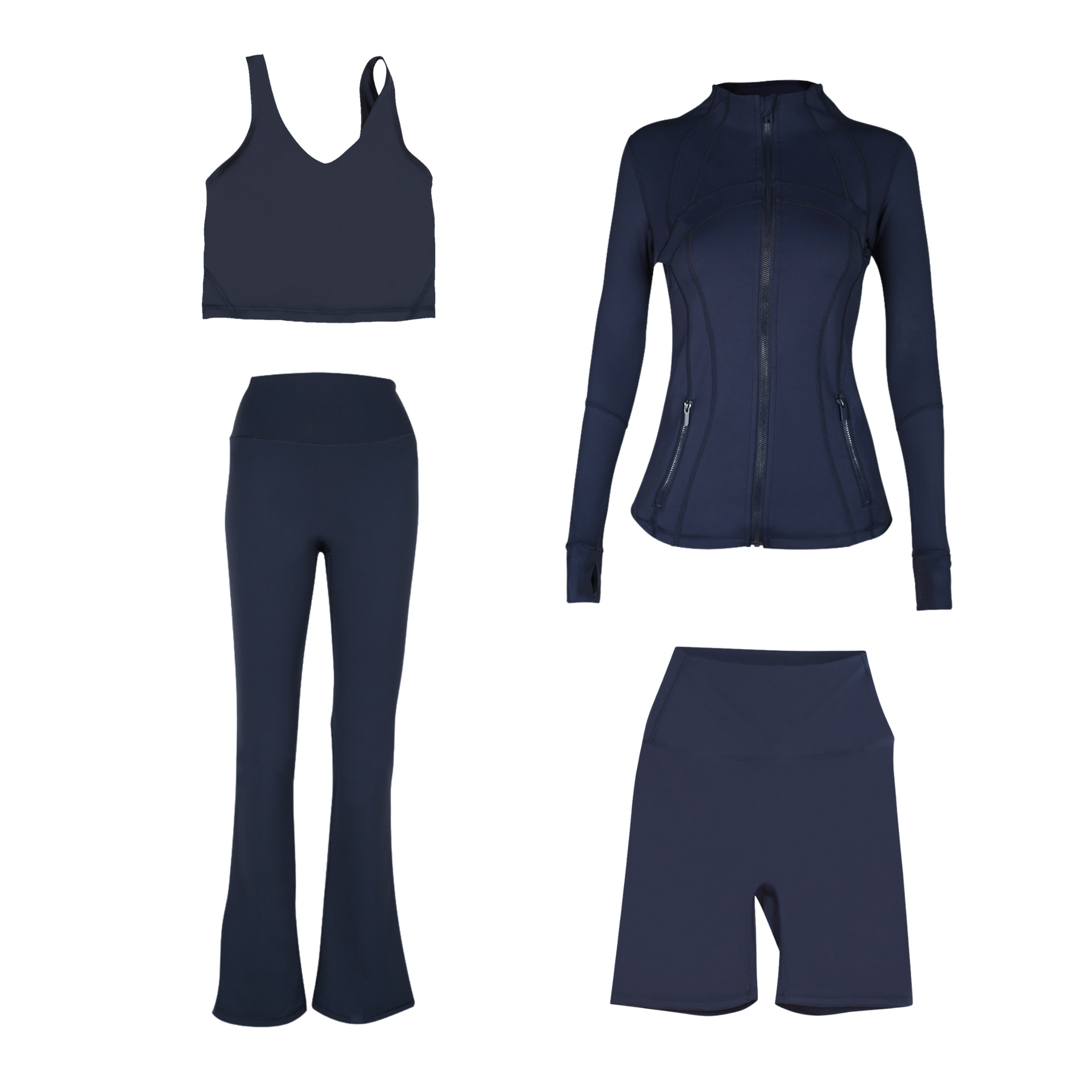 Dames sportkleding set slim fit u-hals top en flared broek_voghion.com